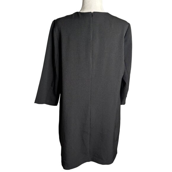 Asos Shift Dress Black Size 14 Red White Houndstooth Pockets Lined Zipper - Picture 5 of 8